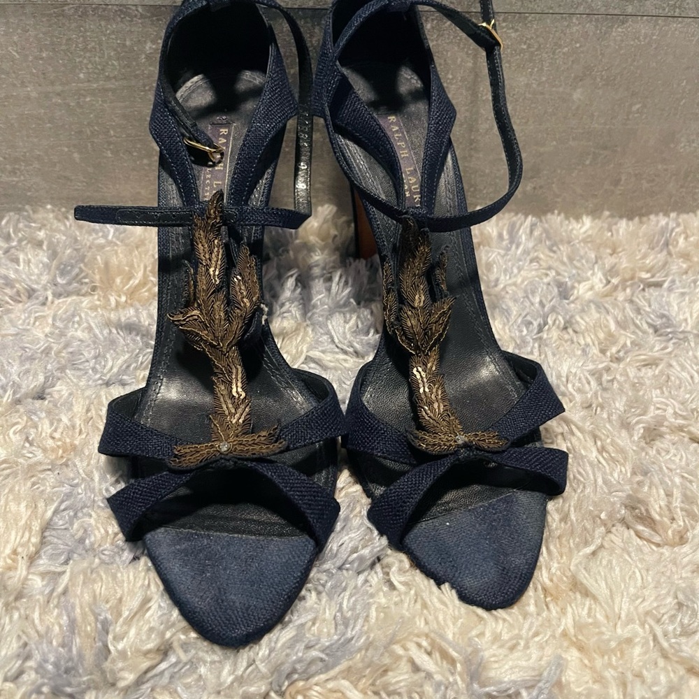 Elegant Navy Blue Denim Ralph Lauren Heels